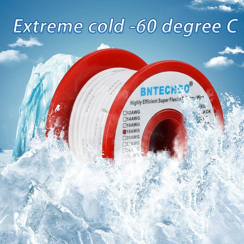 BNTECHGO 18 Gauge Silicone Wire Spool 50 ft White Flexible 18 AWG Stranded Tinned Copper Wire Single Conductor Wire - Image 4
