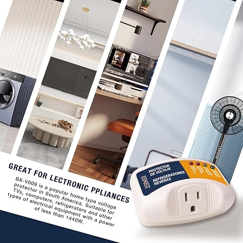 Miniatura 3 de GIDEON Dos PCS120V 140J Uso en el hogar Una toma de corriente Regleta de alimentación mejor segura eléctrica automática sobre y bajo voltaje