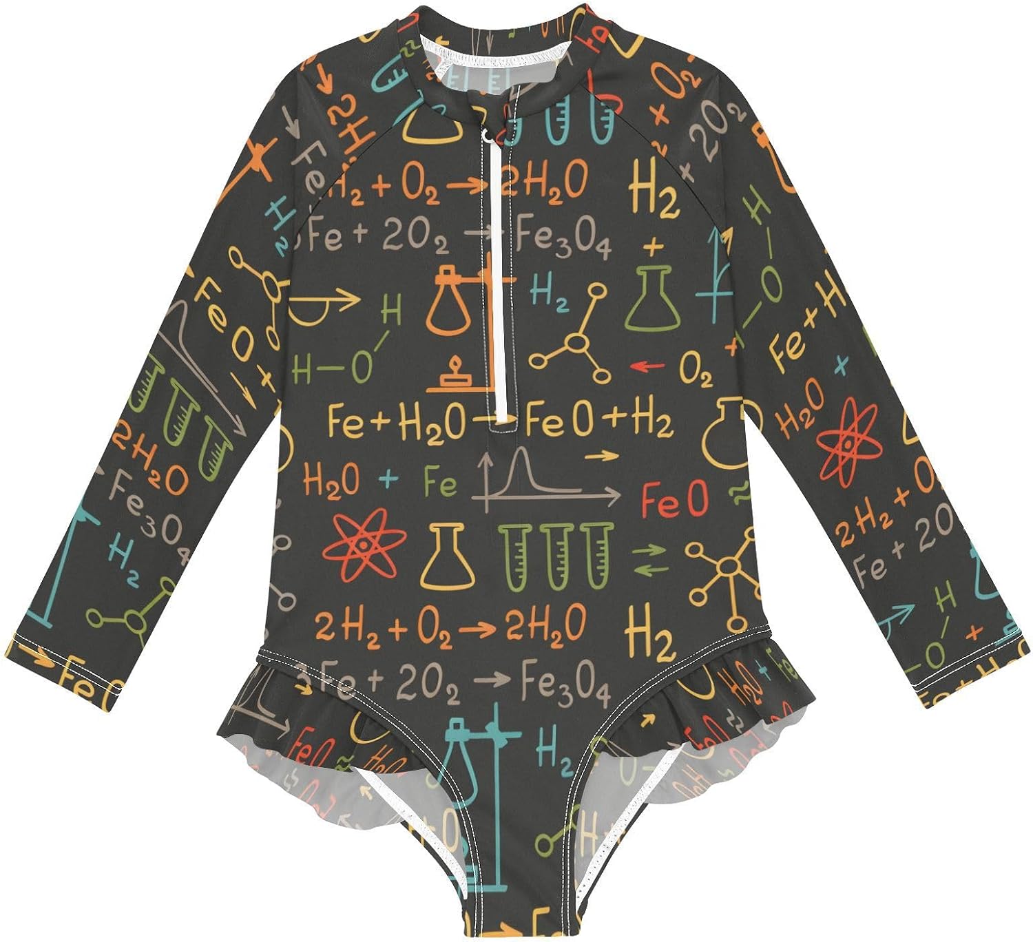 Girls One Piece Swimsuits Long Sleeve Swimsuit Zipper Bathing Suits Swimwear