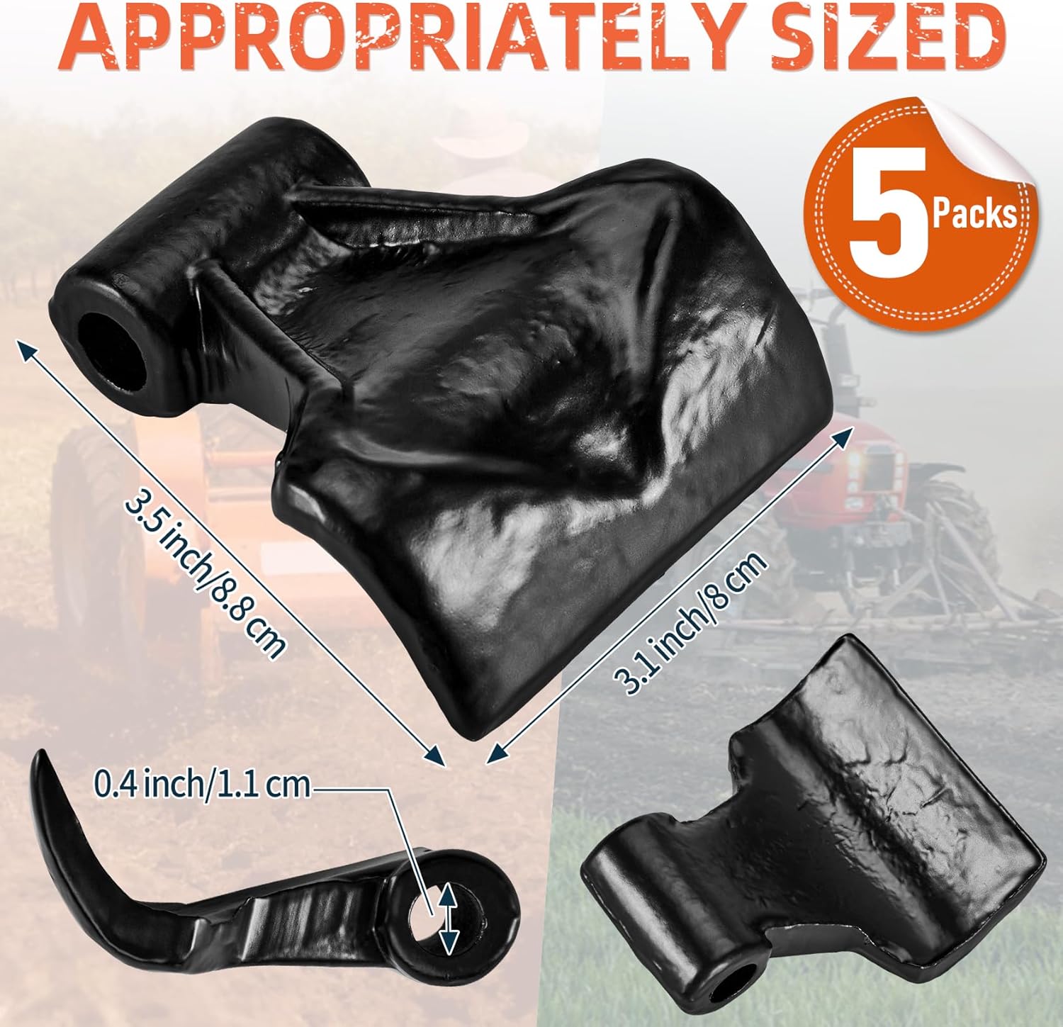 Pindex 5 Packs 3 Inch Wide Replacement Steel Flail Hammer Blade Flail Mower Blades for Tractor Lawn Mowers