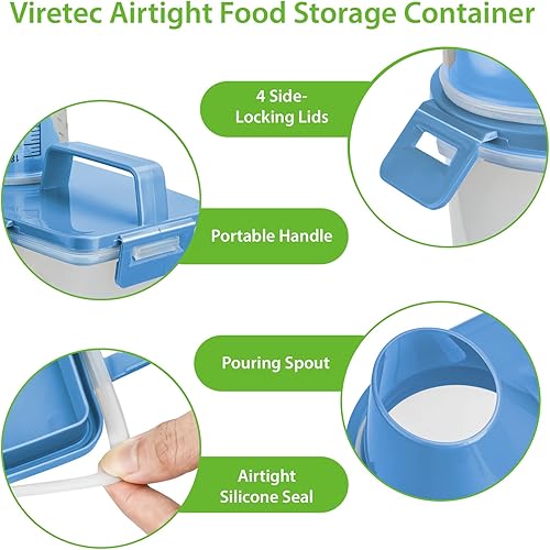 Miniatura 7 de Viretec Recipiente hermético de almacenamiento de arroz, contenedor de harina de cereales secos de 3 a 5 libras, dispensador de alimentos para