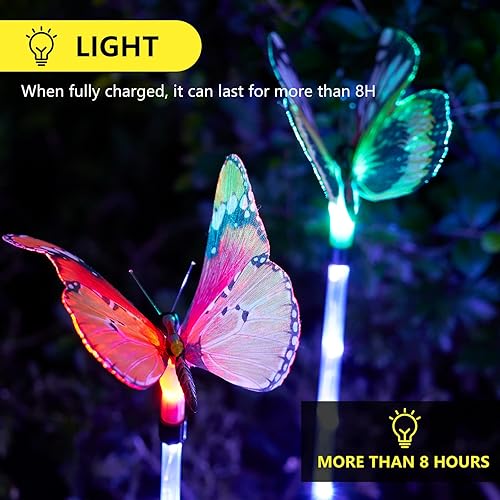 Miniatura 8 de Luces solares para jardín al aire libre paquete de 3 luces decorativas de mariposa solares IP65 luces solares impermeables que cambian de color para