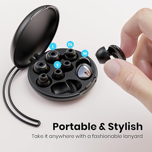 Miniatura 6 de Tapones para los oídos para dormir con cancelación de ruido, tapones de silicona reutilizables de 45 dB para concierto, 8 puntas para reducir el