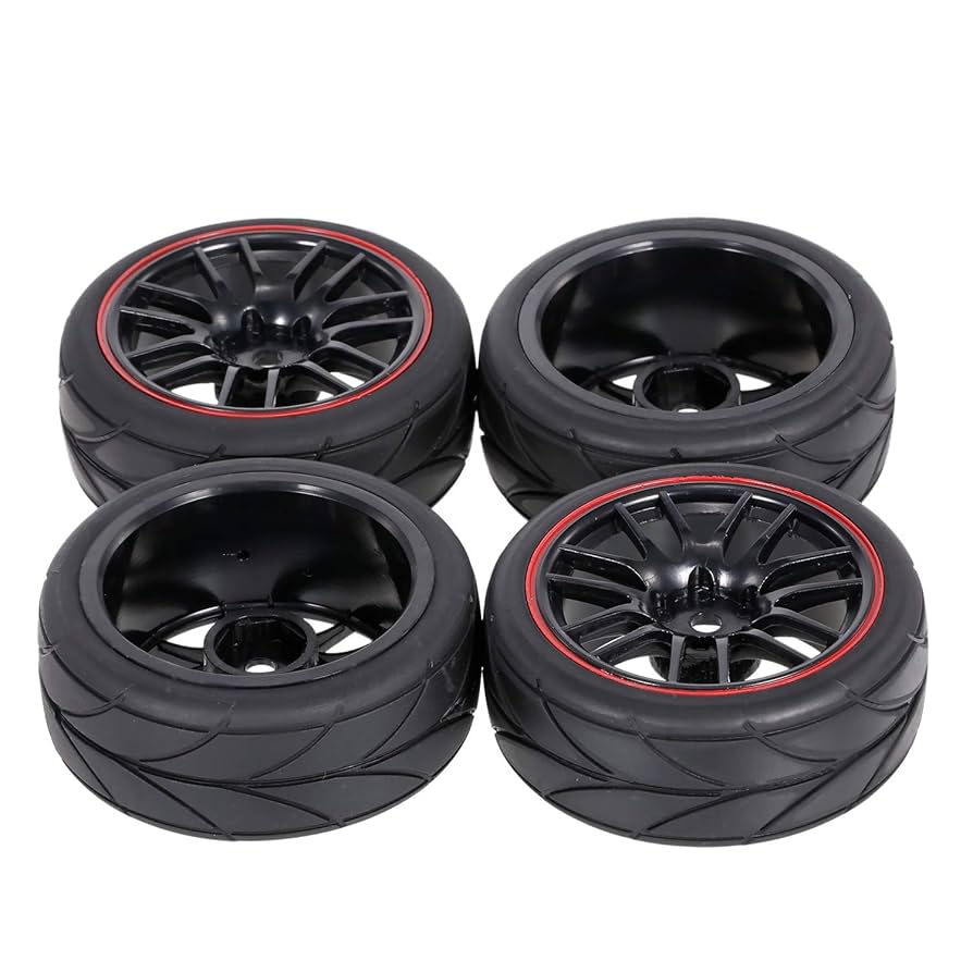 ラジコン　1/8GPレーシング　ホイール接着済リアタイヤ　新品未開封 4 /セットRCラバーラリータイヤ＆ホイールセット75mm耐摩耗性HSP