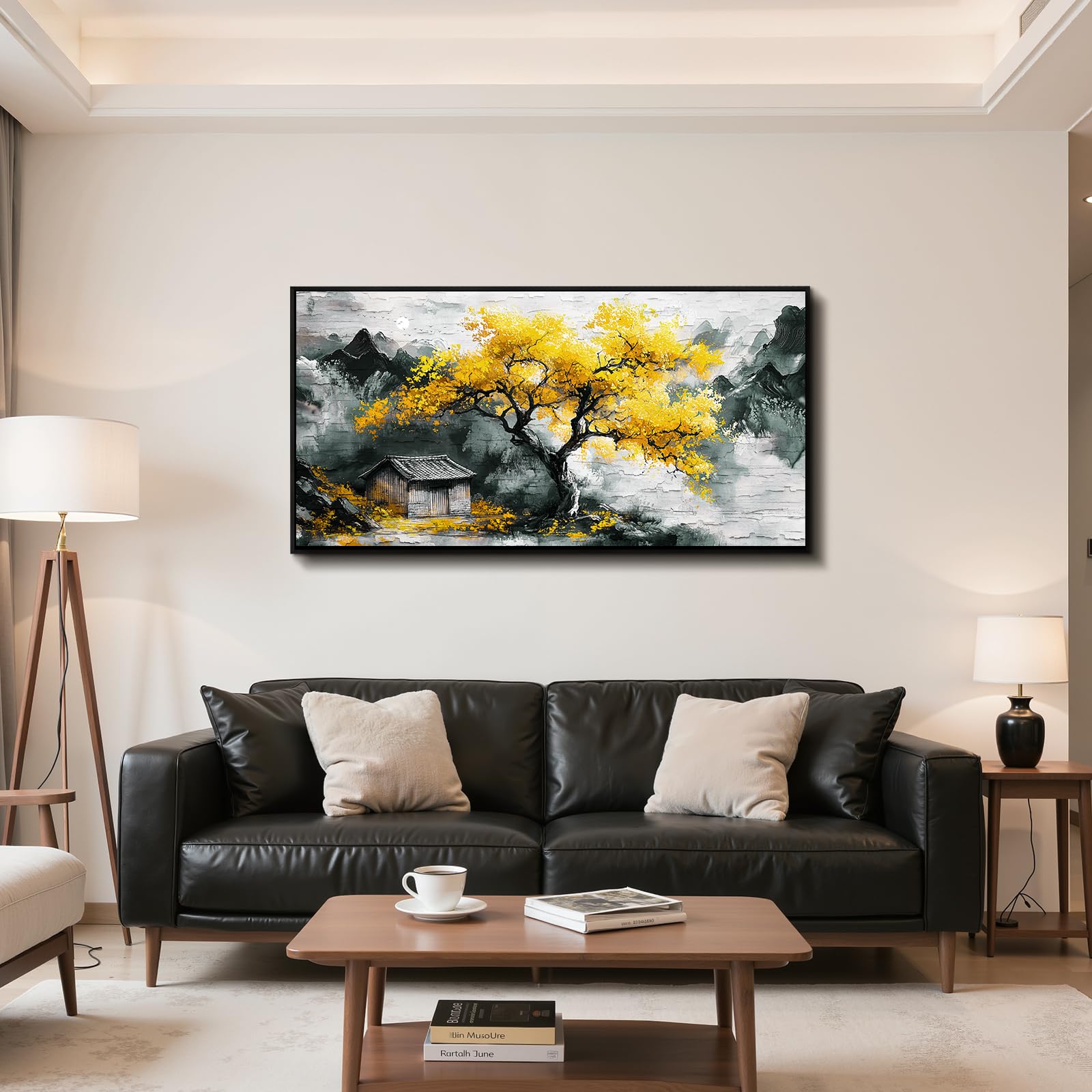 hyidecorart Modern Bilder mit Rahmen Baum des Lebens Gemälde 60x120 cm