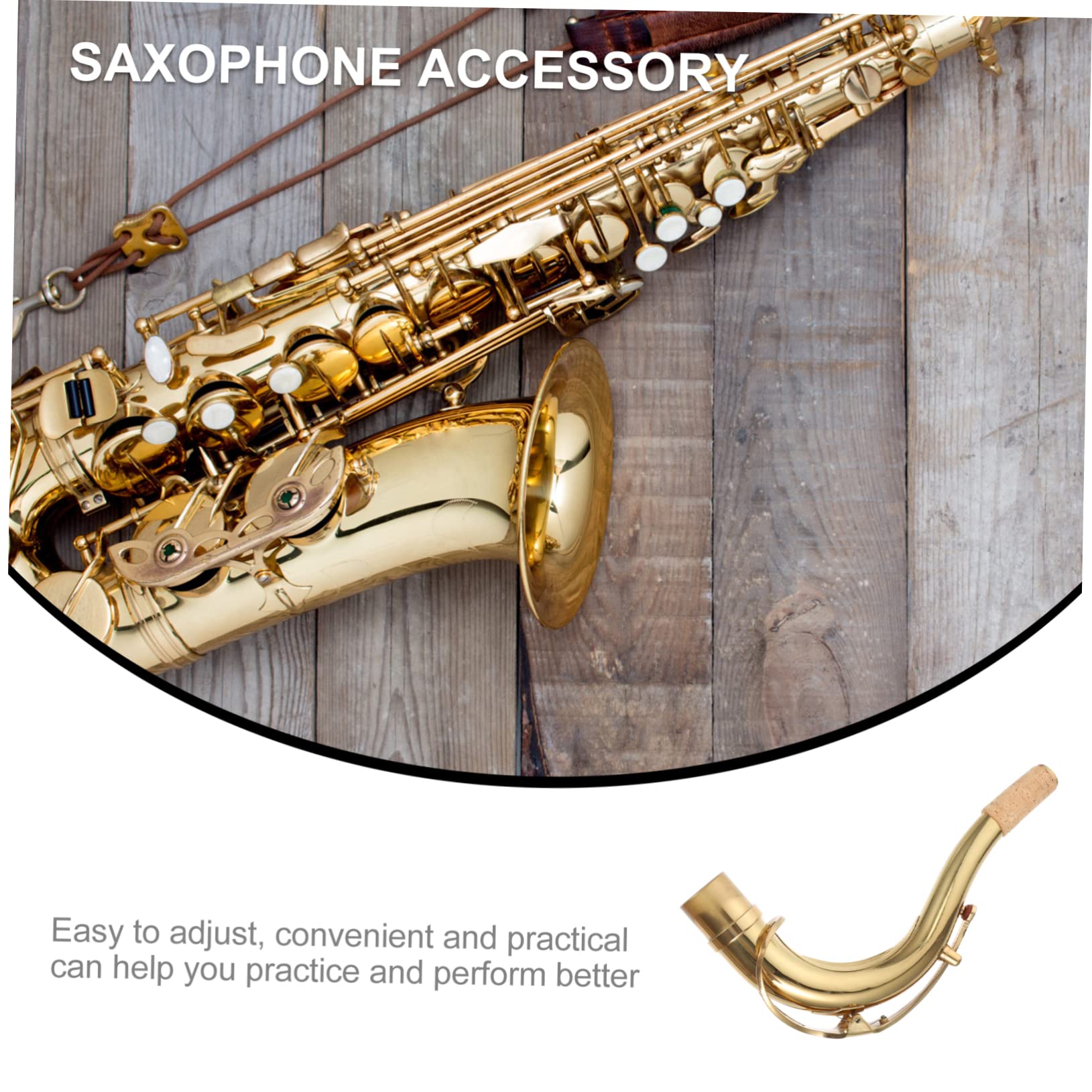 Collo Curvo per Sassofono 1 Pezzo in Ottone Oro, Ricambio | Tubo di Cambio Suono, Accessorio per Strumenti Musicali, Regolazione Pratica per Professionisti e Amatori