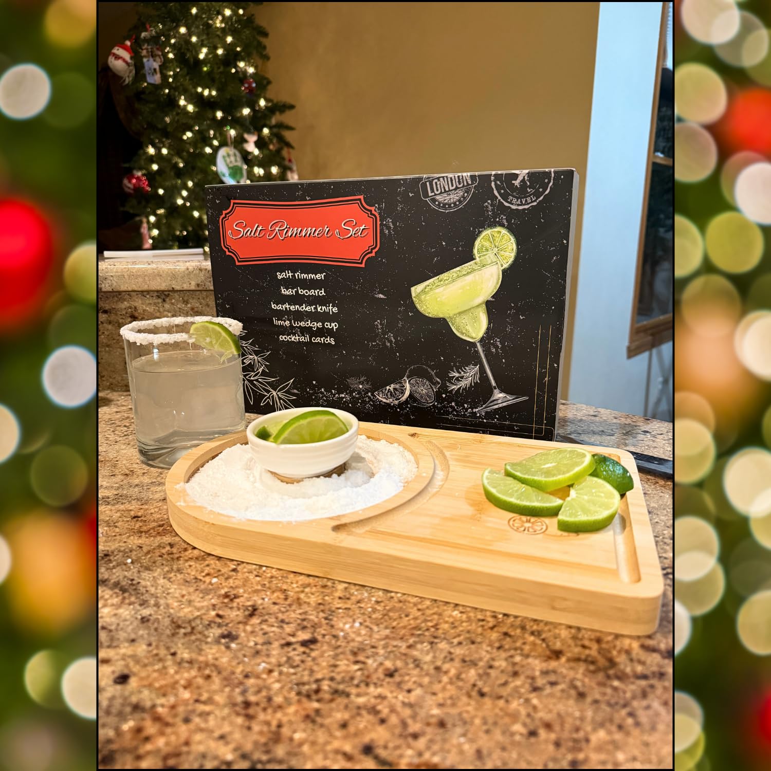 Margarita - Juego de bordes de sal de 6 pulgadas, 2 en 1 para cócteles con tabla de cortar, bordes de vidrio para bebidas, accesorios de bar, juego de cóctel para fiestas en casa, kit de camarero,