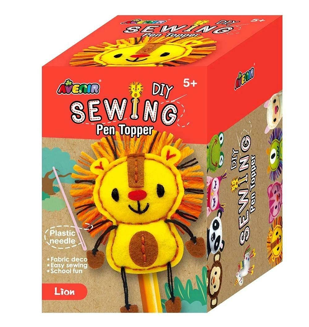 Avenir Sewing Pen Topper - Lion | DIY Pen Topper Friend Sewing Kit - Hours of Entertainment & Creativity | Tools & Instructions Included, Easy and Fun Activity for Kids +
