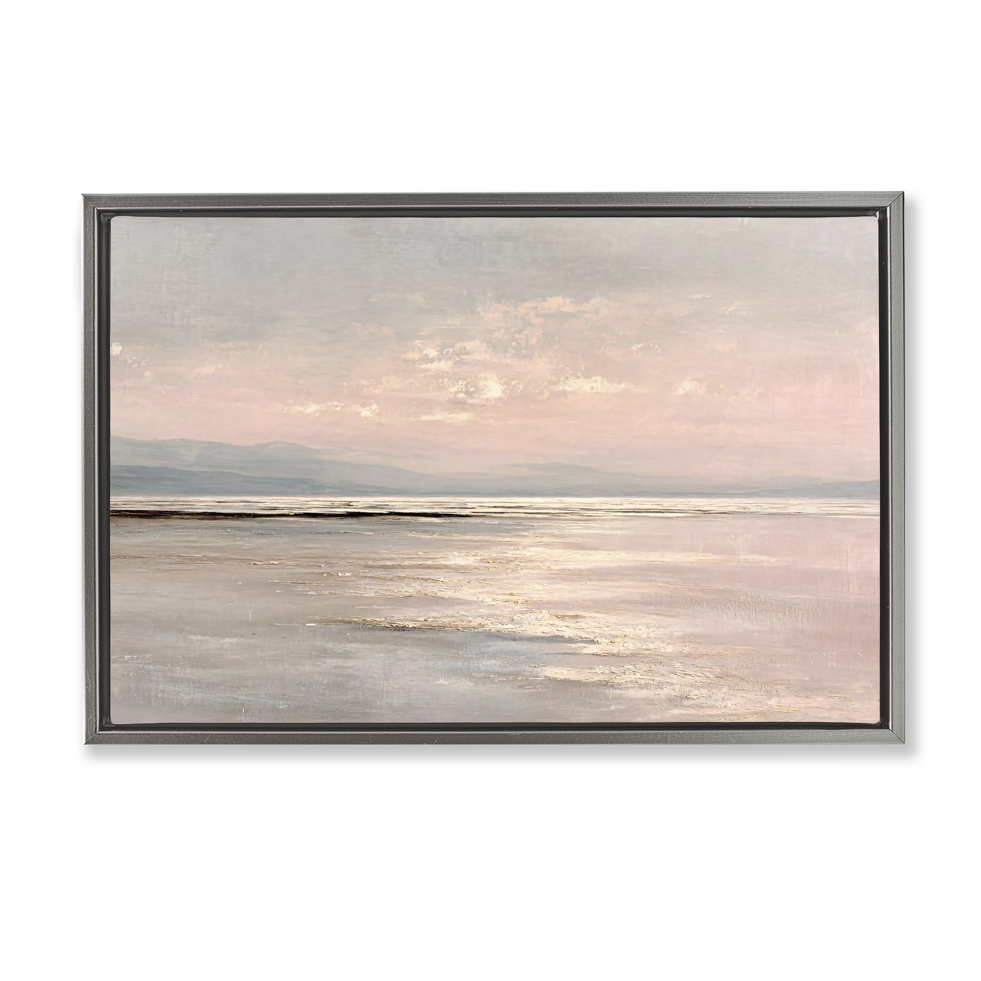 Stupell Industries Luster Gray (Matte) 'Vast Blush Seascape'| Floating Frame Canvas Art