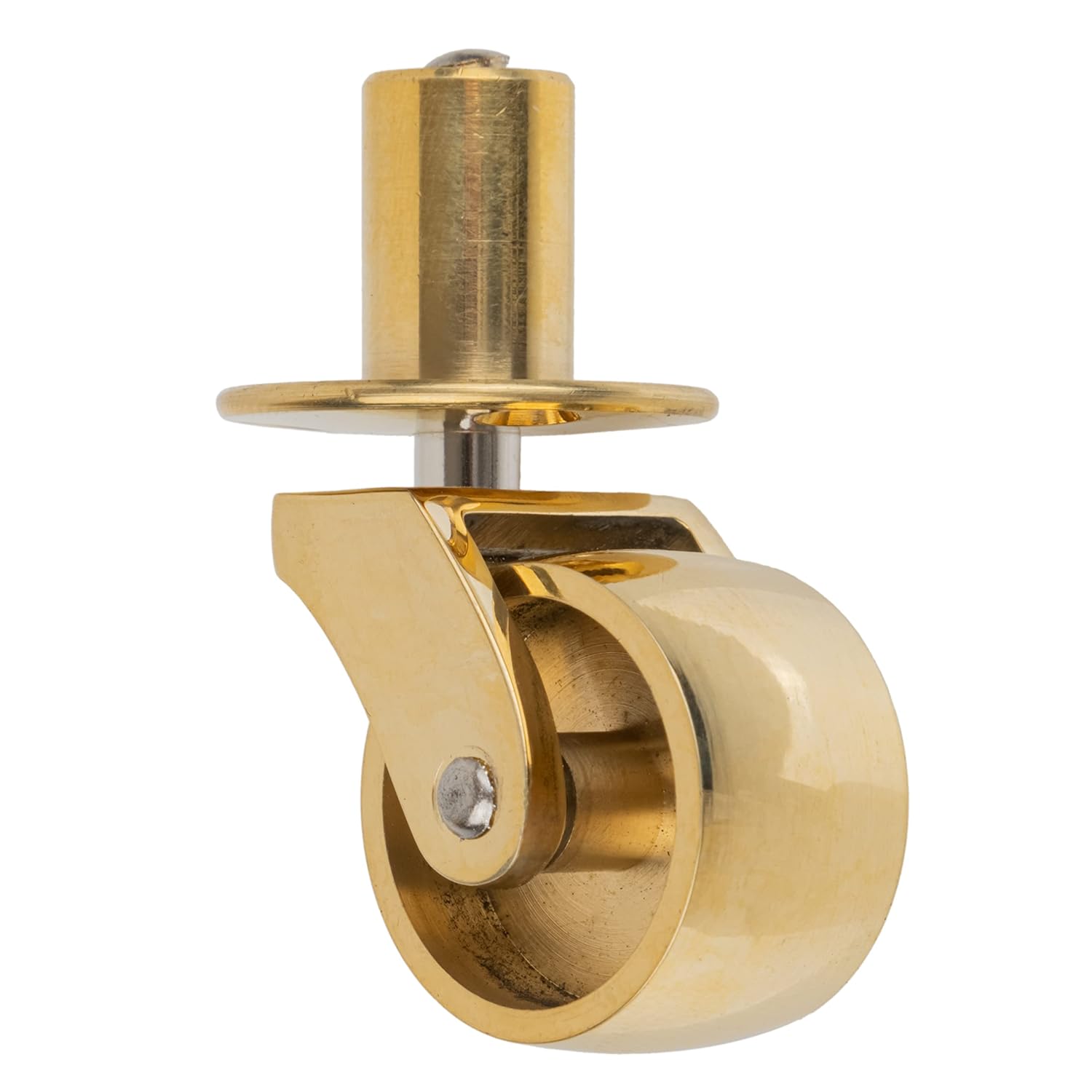 English Style Solid Brass Caster Wheel with Round Plate | 1 Wheel Diameter | Stem Caster Wheels for Table, Sofa, Chest, Dresser, Cabinet, Cart, Chair | Vintage Furniture Rollers | UA-317-CWPB