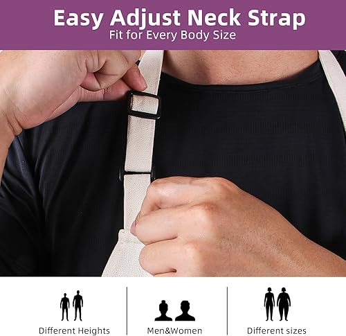 Miniatura 5 de Delantal de chef unisex de dos tonos profesional con 2 bolsillos para cocinar, asar y hornear, regalo