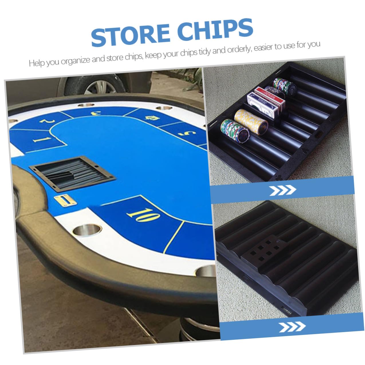Pokerchip Halter aus Kunststoff für Pokerspiel Zubehör mit 350 Stück Kapazität und 2 Kartenfächern für Kartenspieltisch und Gaming
