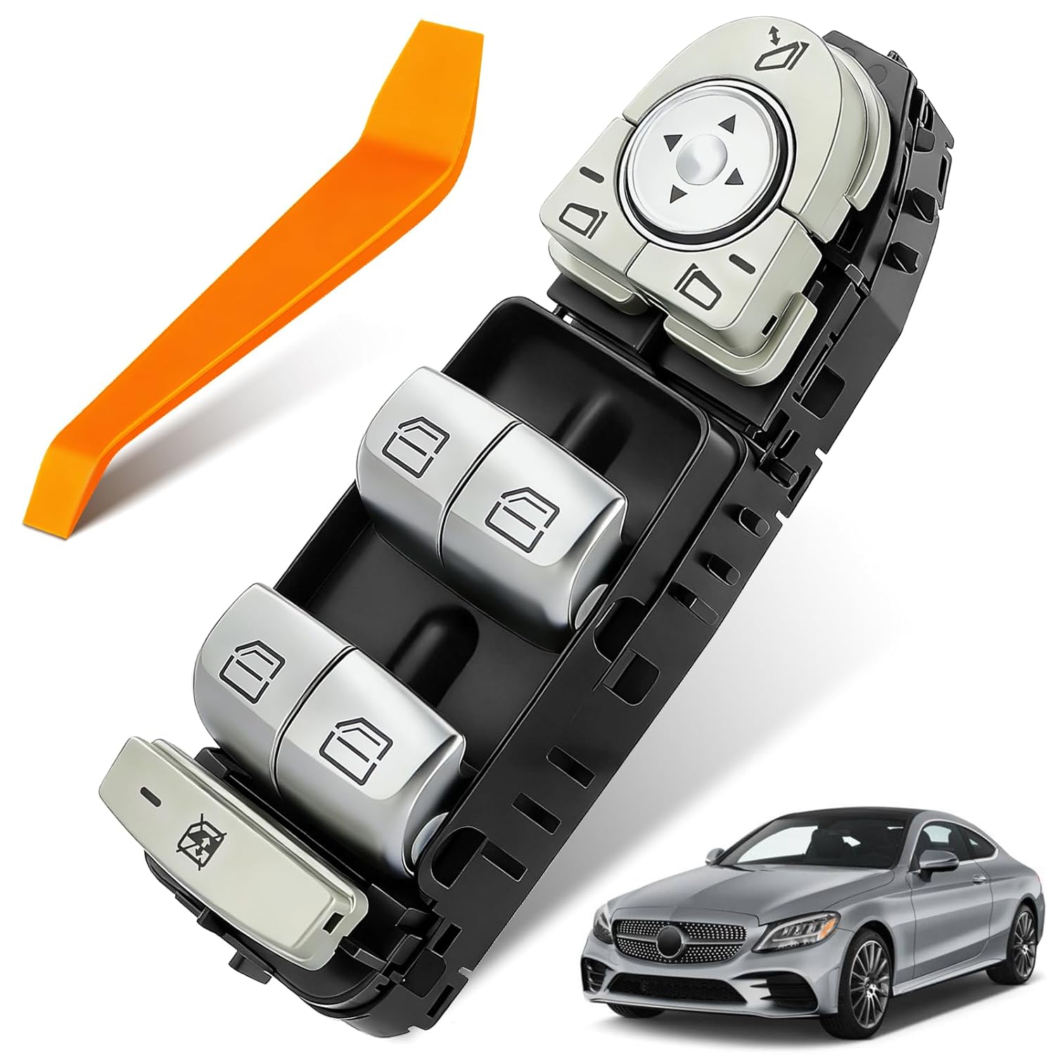 Power Window Switch Fit for Mercedes-Benz C300, C350e, C400, C43 AMG, C63 AMG, C63 AMG S, GLC300, GLC43 AMG (2015-2021) Front Driver Side, Replaces 2059056811, 2229056800