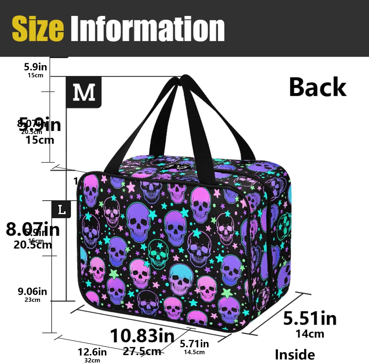 MNSRUU Hanging Toiletry Bags for Women Travel, Gothic Stars Purple Skulls Toiletry Organizer Portable Travel Toiletry Bags Clear Wash Bags Makeup Bag Cosmetic Bag