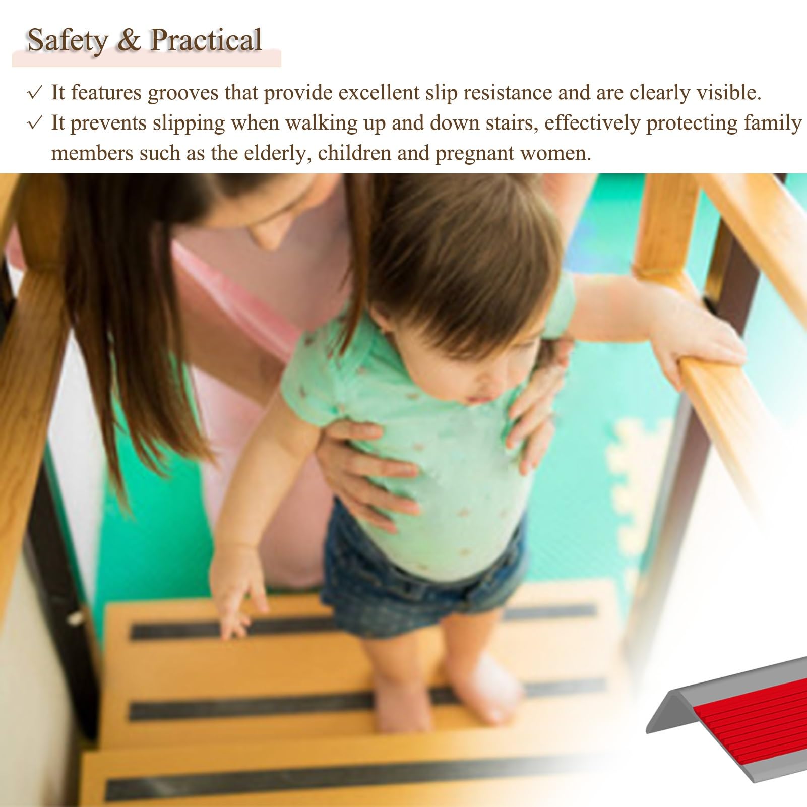 Tira de Umbral Protector de Borde de Escalera Antideslizante, Borde de Escalera para Exterior e Interior, Tira de Protección de Esquina Autoadhesiva, para Escaleras con Baldosas de Cerámica y Escalone