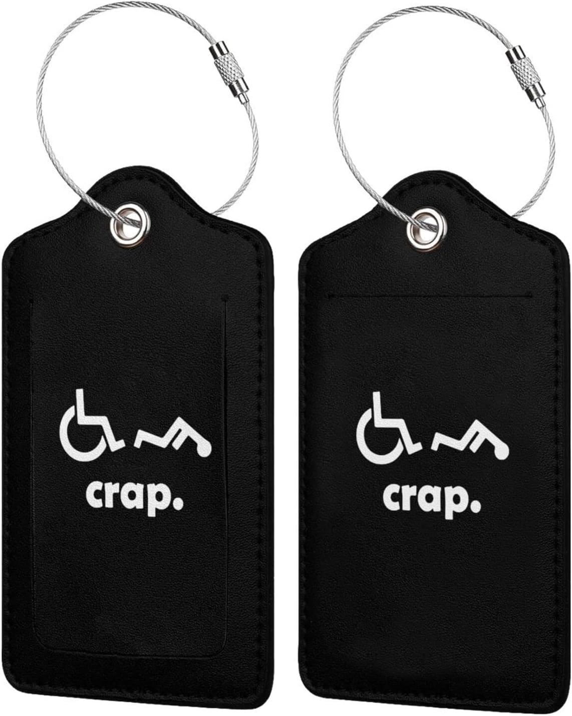 Crap Handicap Funny Wheelchair Leather Luggage Tag Luggage