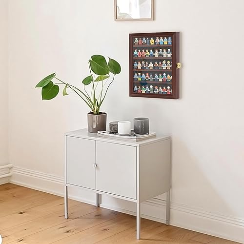 Vista 16 de Block Toy Minifigures Dimensiones vitrina Dedal de pared Gabinete Estantes compatibles con Lego Minifigures Lockalbe Protección UV Puerta Marco Negro