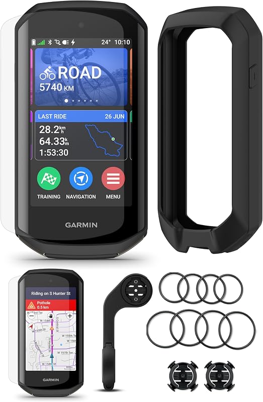 Garmin Edge 1050 Cycling GPS Computer PlayBetter Black Silicone Case Bundle | Color Touchscreen, 20HR Battery, Built-in Speaker, Group Ride, Road Alerts | Includes HD Screen Protectors, Mounts & More