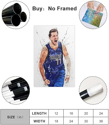 Miniatura 2 de BatwhO Luka Doncic - Póster de lienzo para decoración de pared, pinturas impresas para sala de estar, dormitorio, sin marco sin marco 12 x 18