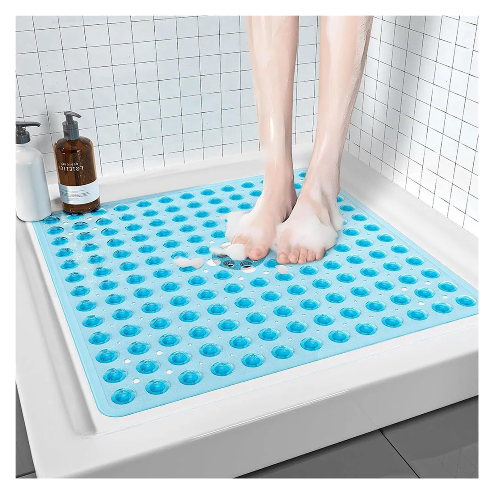 Generico 1 pezzo, foro quadrato for perdite di bolle con tappetino antiscivolo for doccia a ventosa, pavimento del bagno
