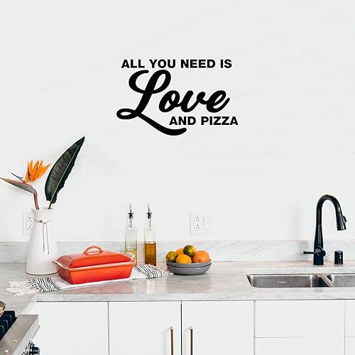 Miniatura 2 de Calcomanía de vinilo para pared, All You Need is Love and Pizza, 14 x 23 pulgadas, divertida inspiradora para amantes de la pizza, decoración del