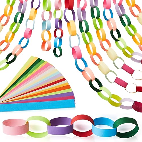 Nezyo 240 Sheets Bright Paper Chain Strips Construction Paper About