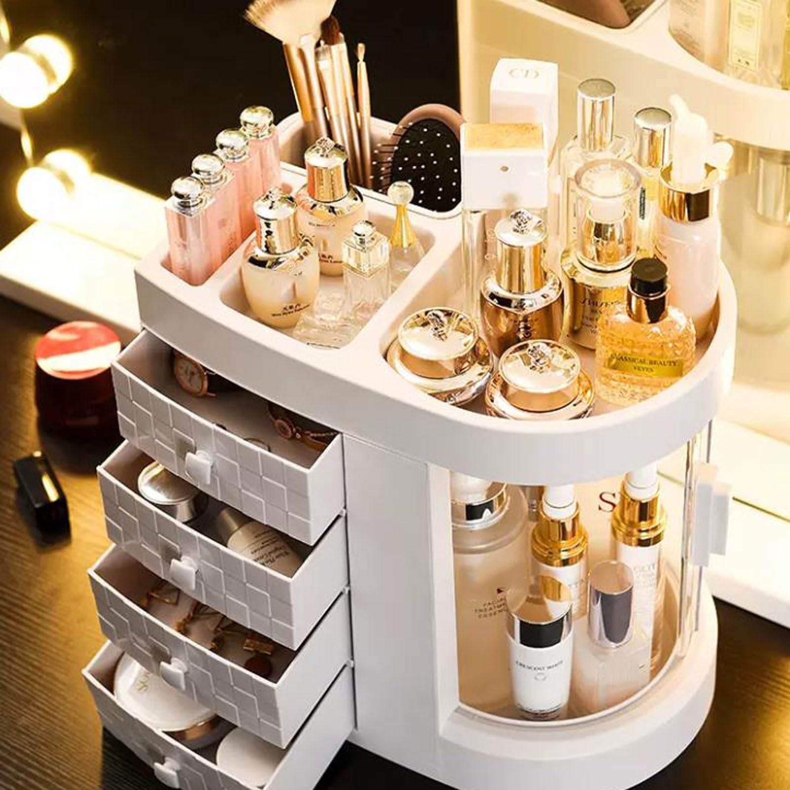 Amazon.co.jp: 化粧品ディスプレイケース 引き出し付きプラスチック製