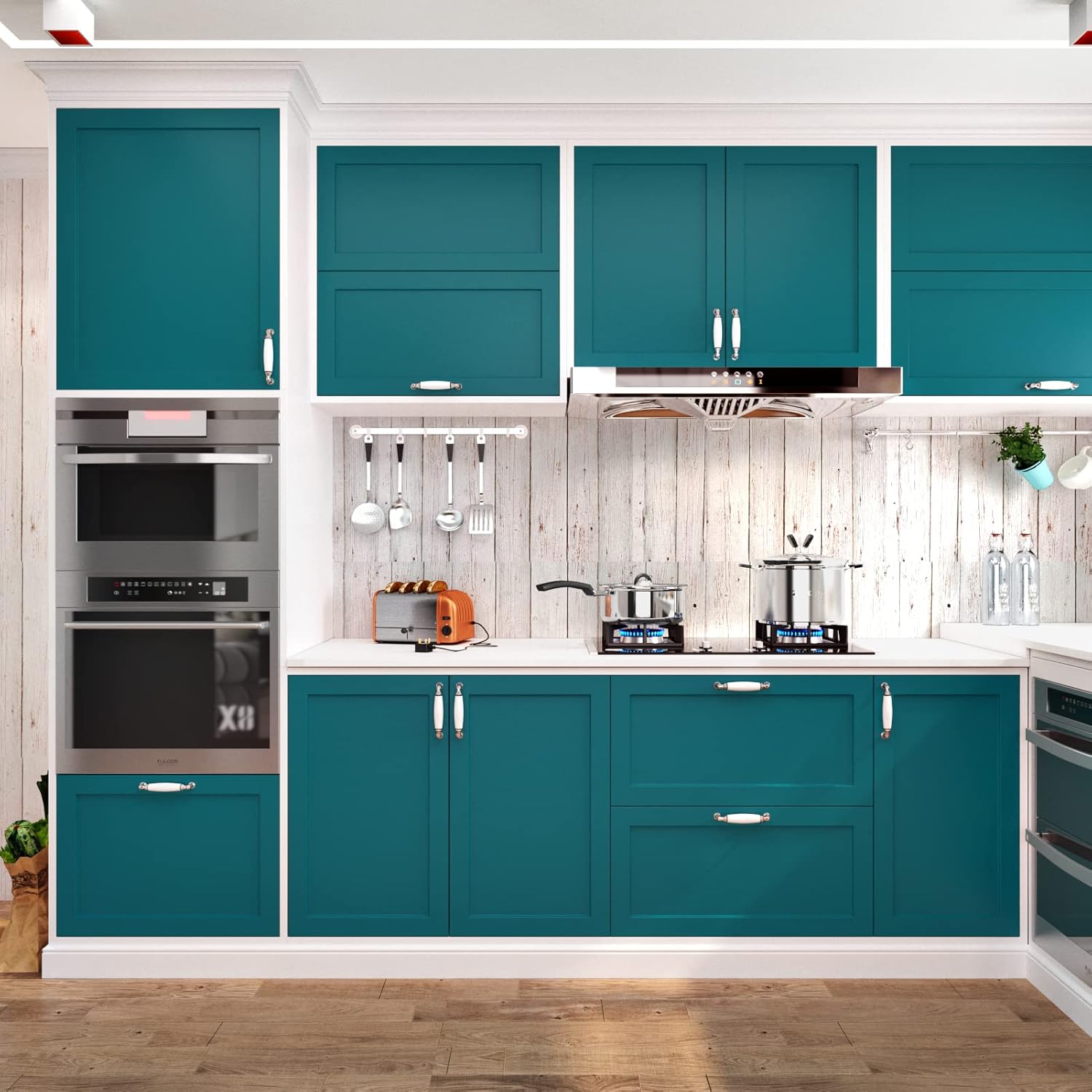 Dark Teal Wallpaper Peel and Stick Decorative Matte Teal Blue Contact Paper for Cabinets Removable Green Modern Wallpaper Waterproof Vinyl Wall Paper for Bedrooms Bathroom Desk Wrap 15.7"x80"