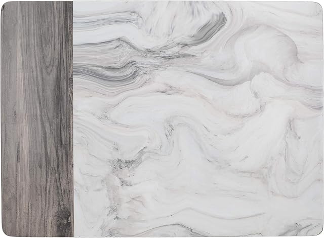 Creative Tops C000318 Marble Printed Cork-Backed Placemats, Rectangular, White / Grey, 30 x 23 cm, Set of 6