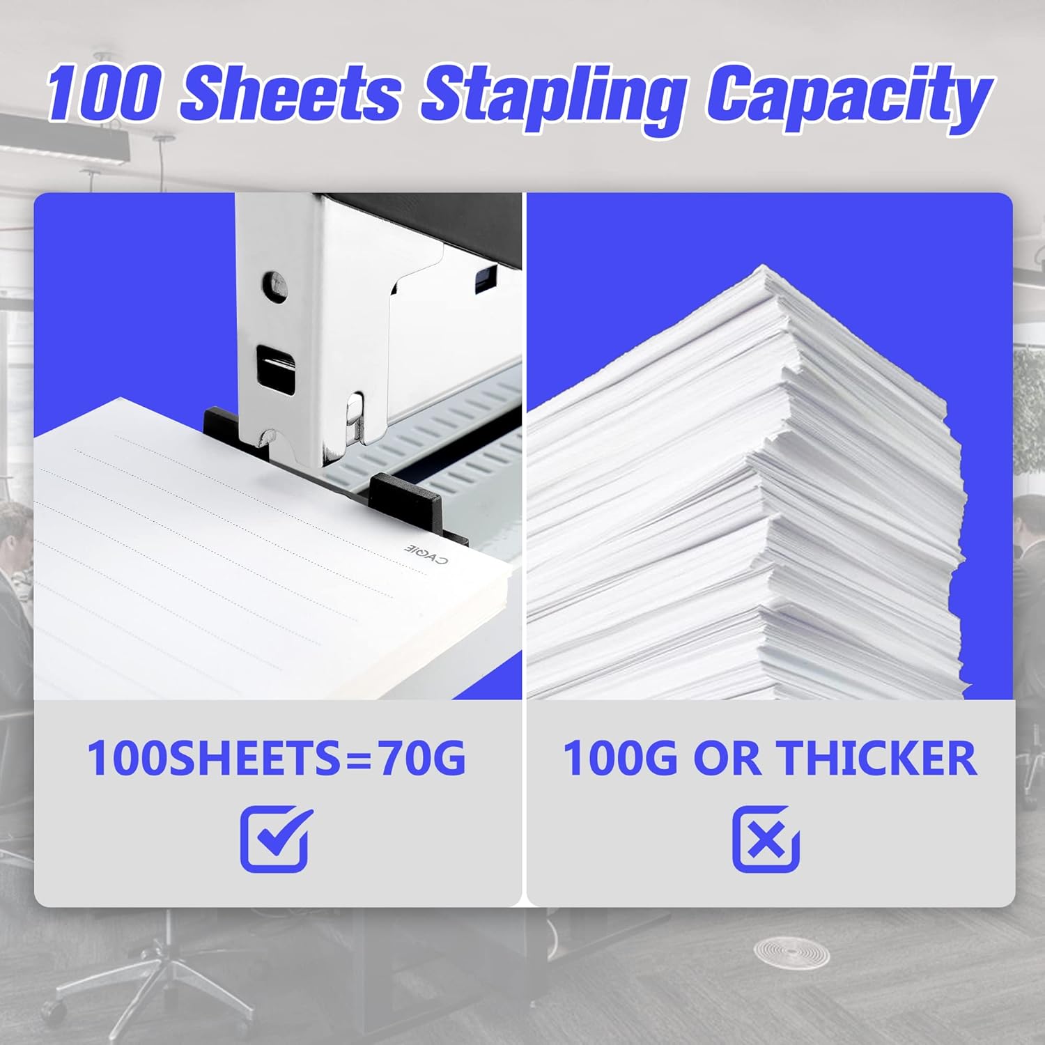 Stapler Heavy Duty, Office Stapler with 100 Sheet, 1PACK+1000 Staples Manual Big Stapler Metal Include 23/13 Staples 1000PCS : Office Products