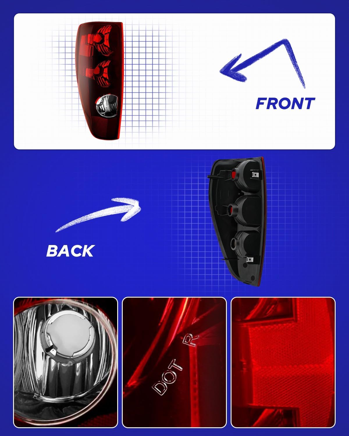 AUTOONE 2004-2012 Chevrolet Colorado & GMC Canyon Tail Lamp Assembly, Rear Factory OEM, Driver & Passenger Side Rear Light Housing Brake Lamps Replacement GM2800164 GM2801164