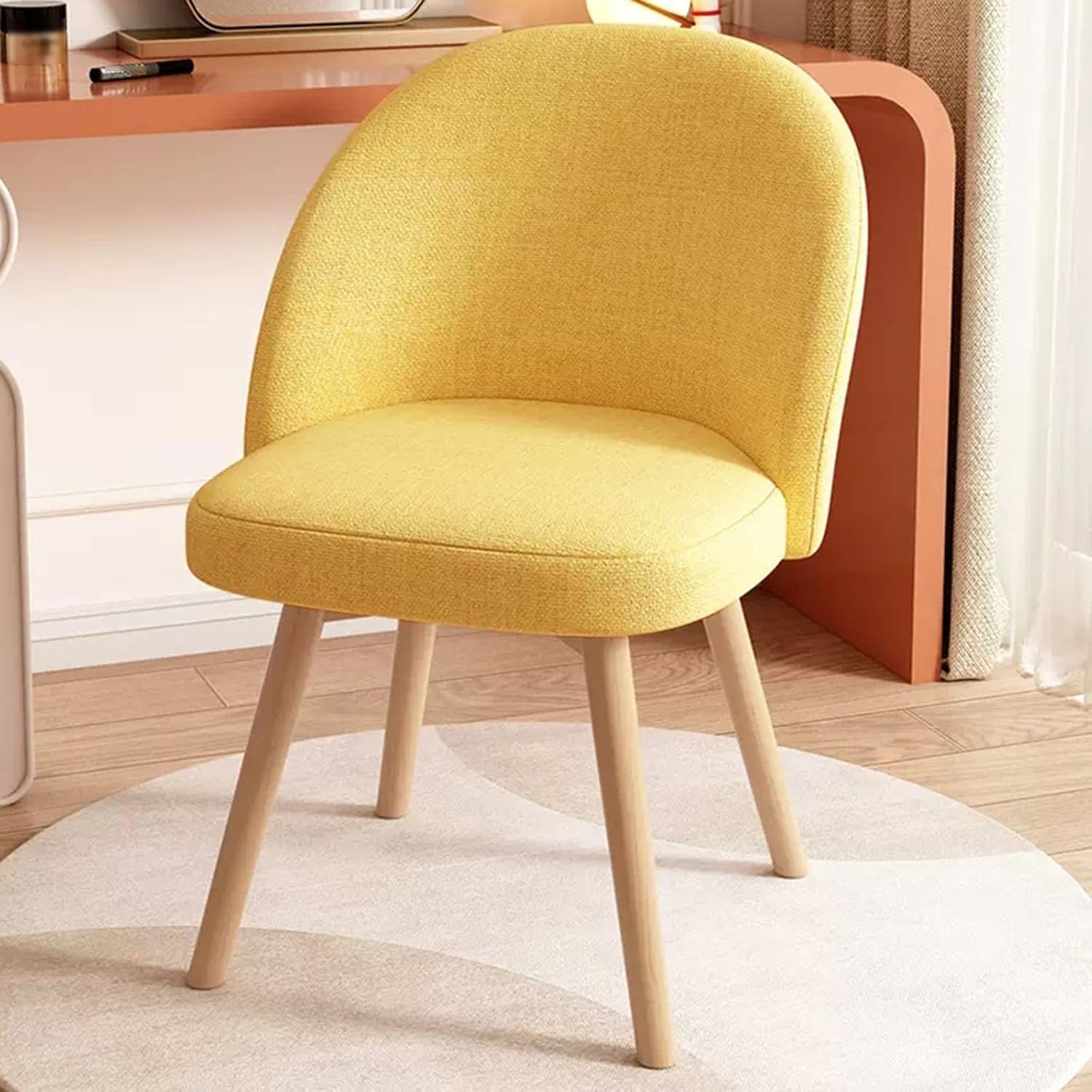 Silla de tocador giratoria cómoda con patas de madera para maquillaje