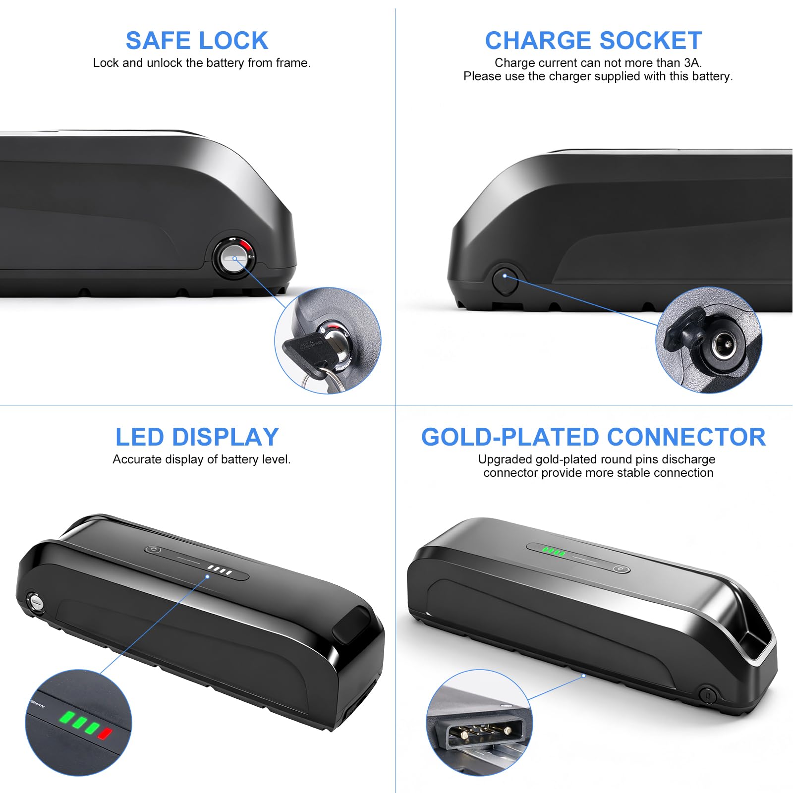 UPP (3-6 Días para Llegar) Batería Ebike 36V 20AH Batería de Bicicleta eléctrica para Motor de Bicicleta de 500W a 200W, batería de Iones de Litio Ebike