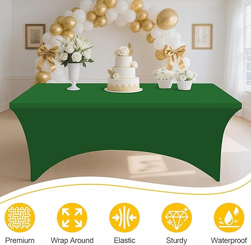 Miniatura 187 de Smiry Paquete de 2 manteles de elastano de 6 pies, elásticos ajustables, lavables y sin arrugas, rectangulares para mesa de patio, para exteriores,