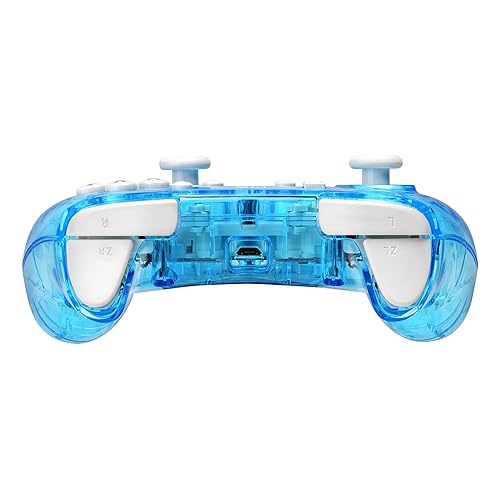 Vista 6 de Rock Candy Wired Gaming Switch Pro Controller - Blu-merang Blue Clear - Licensed by Nintendo - OLED Compatible - Compact, Hard Transparent Plastic