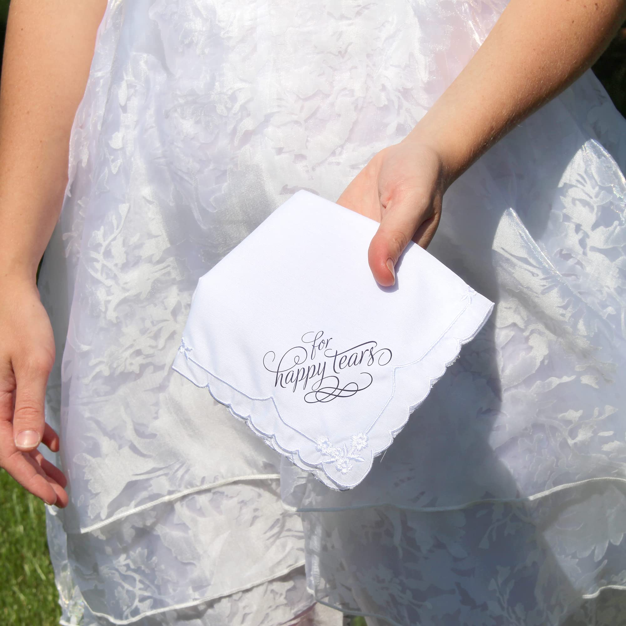 Lillian Rose for Happy Tears Cotton Hankie 12", White, 30.48 x 30.48 x 0.3175 cm - Image 3