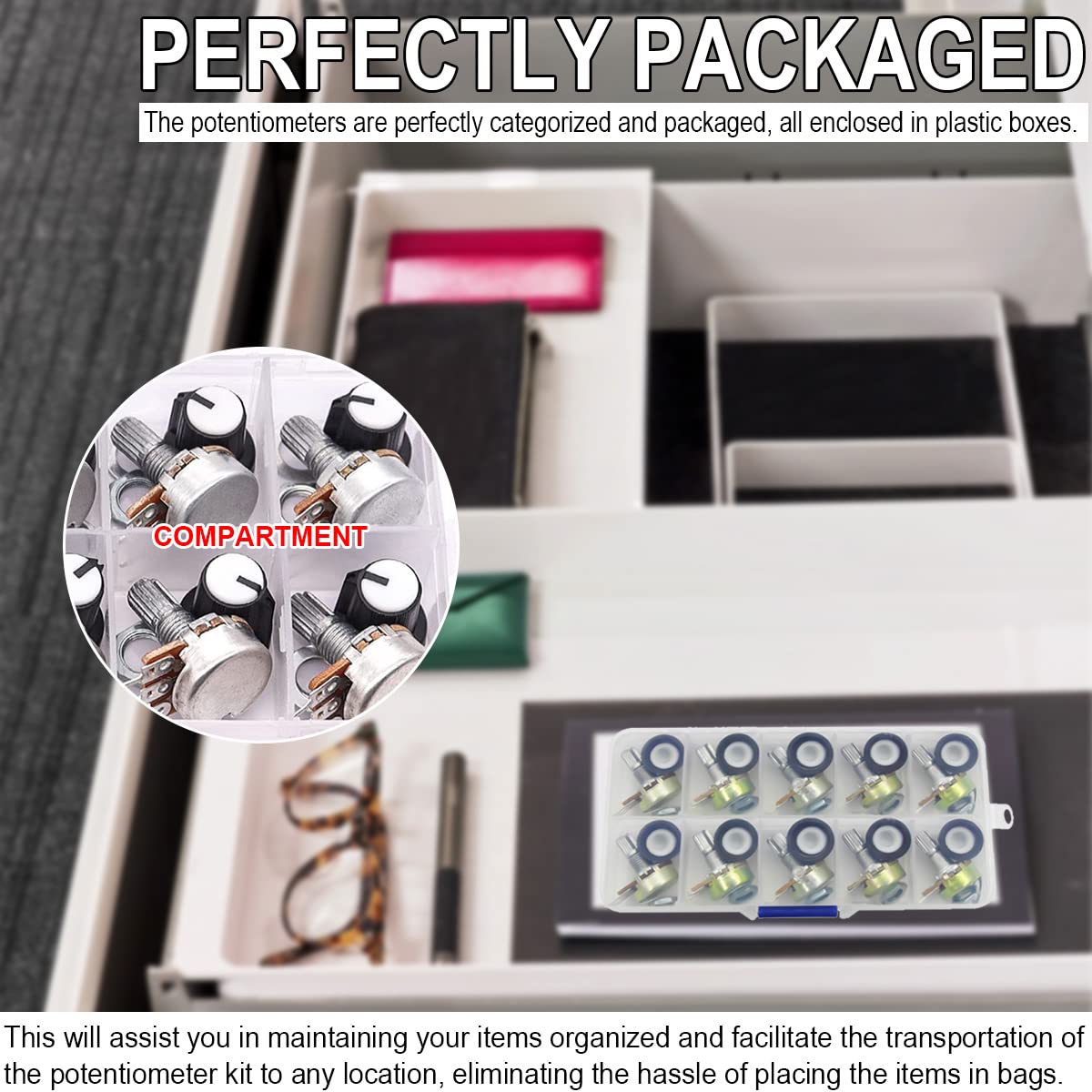 Kit Potentiomètres DAOKAI - 10 Valeurs 1K à 1M Ohm Avec Boutons - Audio Et Volume