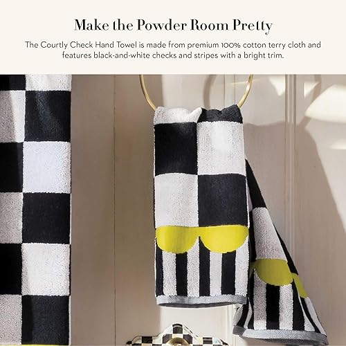 Miniatura 2 de MACKENZIE-CHILDS Toalla de mano, bonita toalla de mano decorativa para baño y cocina, a cuadros cortesanos en blanco y negro