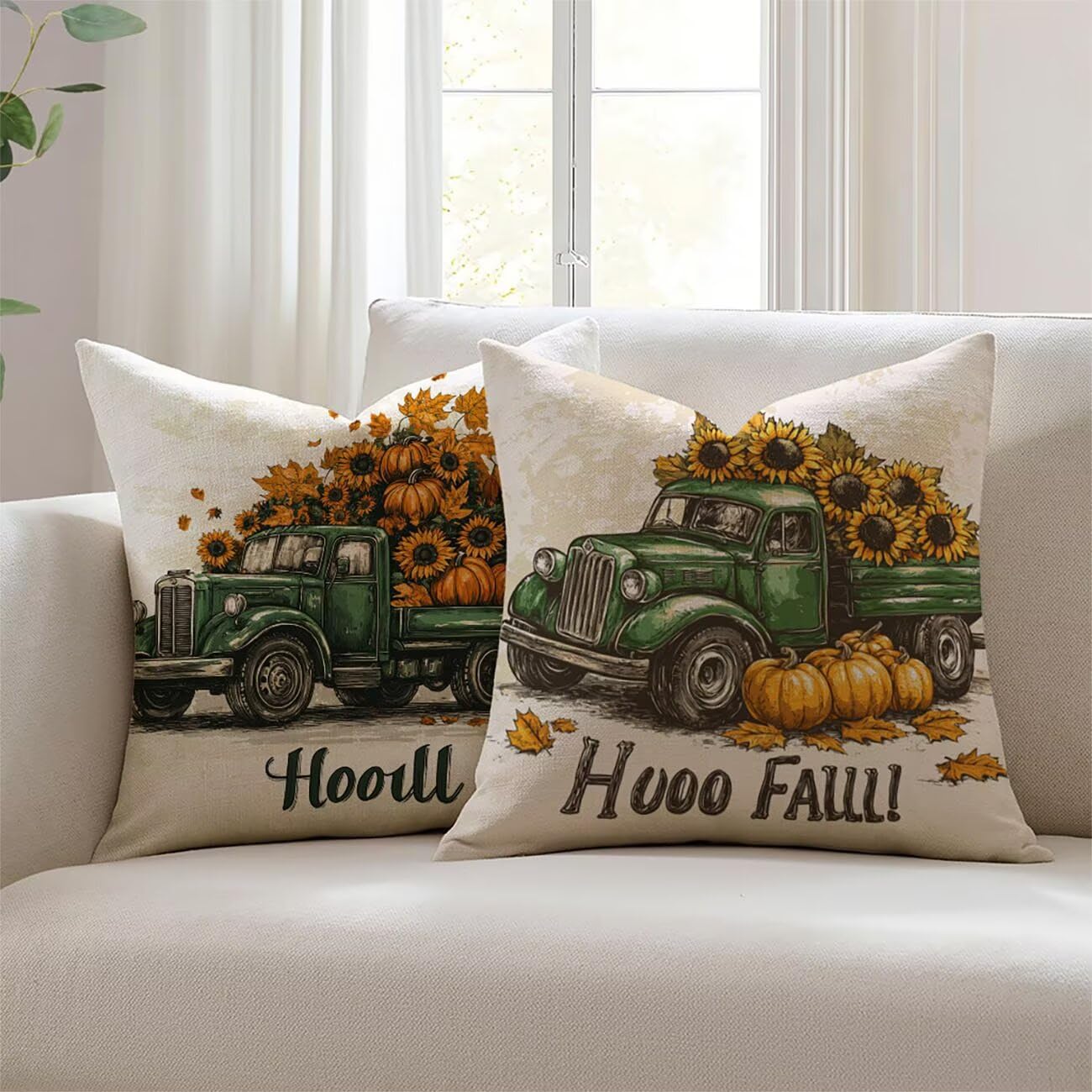 Housse de coussin 55x55cm Halloween en lin imperméable pour canapé et jardin