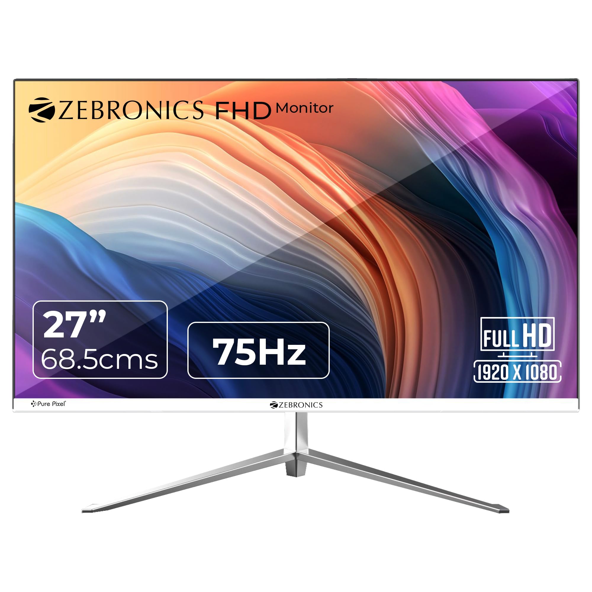 ZEBRONICS EA127 27"(68.5 cm) Slim LED Monitor, FHD 1920x1080, 16:9 Aspect Ratio, 250Nits, 75Hz, 16.7M Colors, Dual Input - HDMI + VGA, Built-in Speakers, Metal Stand, Wall Mountable (B0DCS6V5CS) Amazon Price History, Amazon Price Tracker