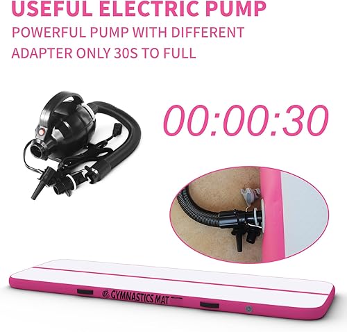 Miniatura 5 de Colchoneta de gimnasia para el hogar, pista de aire de 6.61013 pies y 4 pulgadas de grosor con bomba eléctrica para animadoras, hacer zocar, yoga,