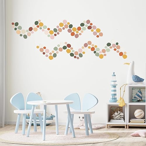 Miniatura 7 de Epakh 296 calcomanías de pared de lunares para sala de juegos, decoración de pared, regalos bohemios arco iris para niños, arte de pared colorido