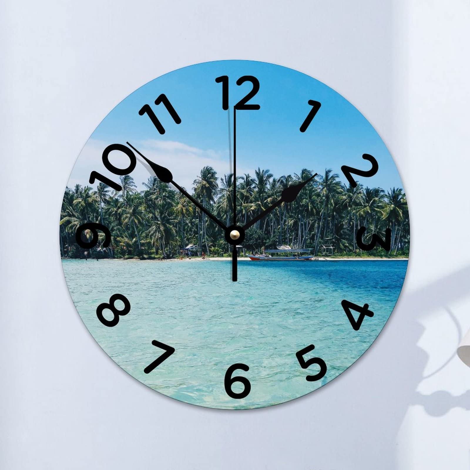 Horloge murale silencieuse tropicale pour salon zen 38cm