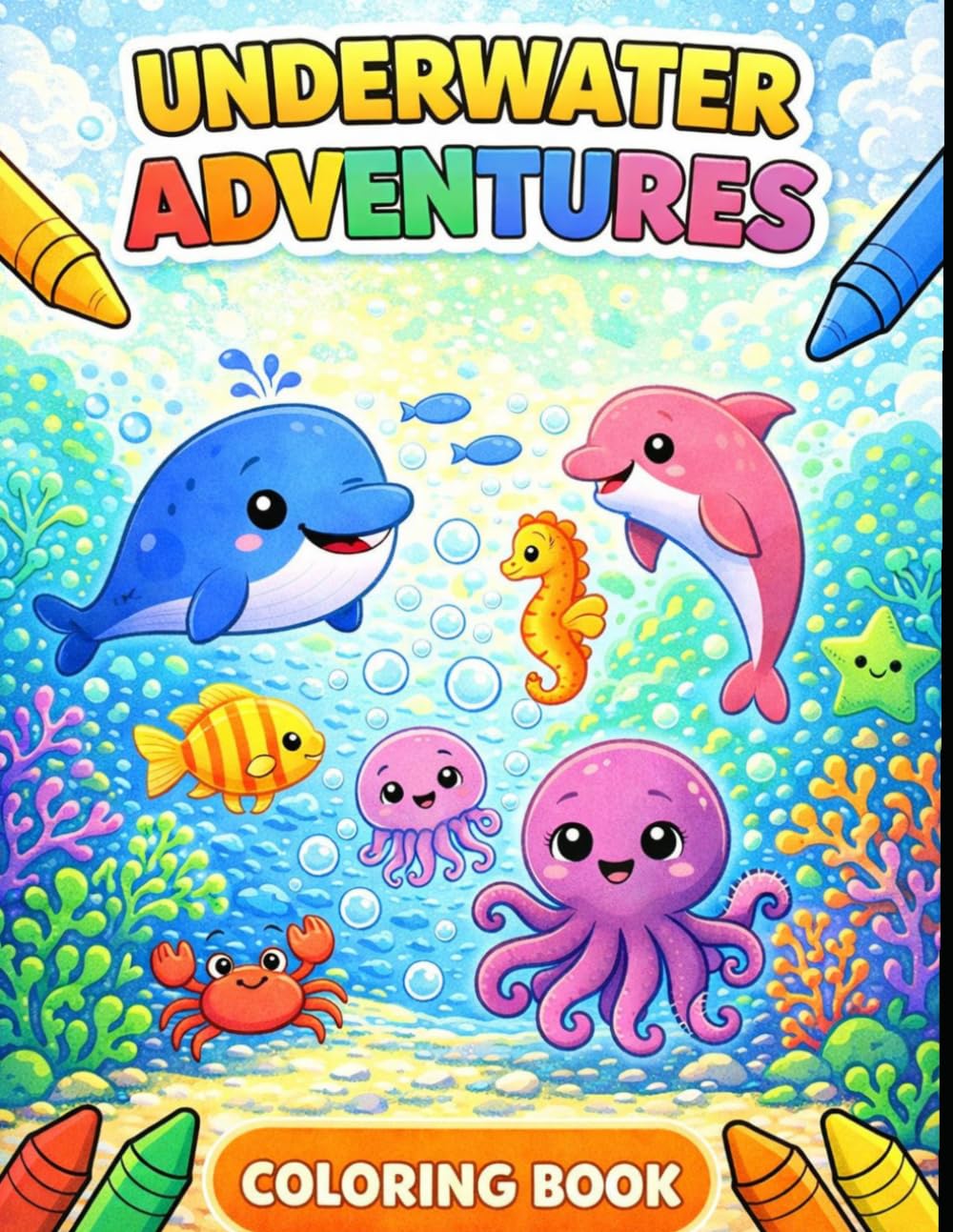 UNDERWATER ADVENTURES: Easy and Simple Designs with Big Shapes, Bold Lines, and Adorable Sea Creatures for Relaxing Creative Fun