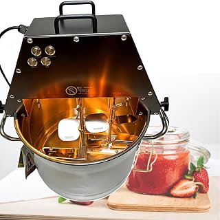 Commercial Food Stirrer Pot, Stainless Steel Automatic Mixer Machine with Double Stirring Paddle & Auxiliary Fan & Light (220V)