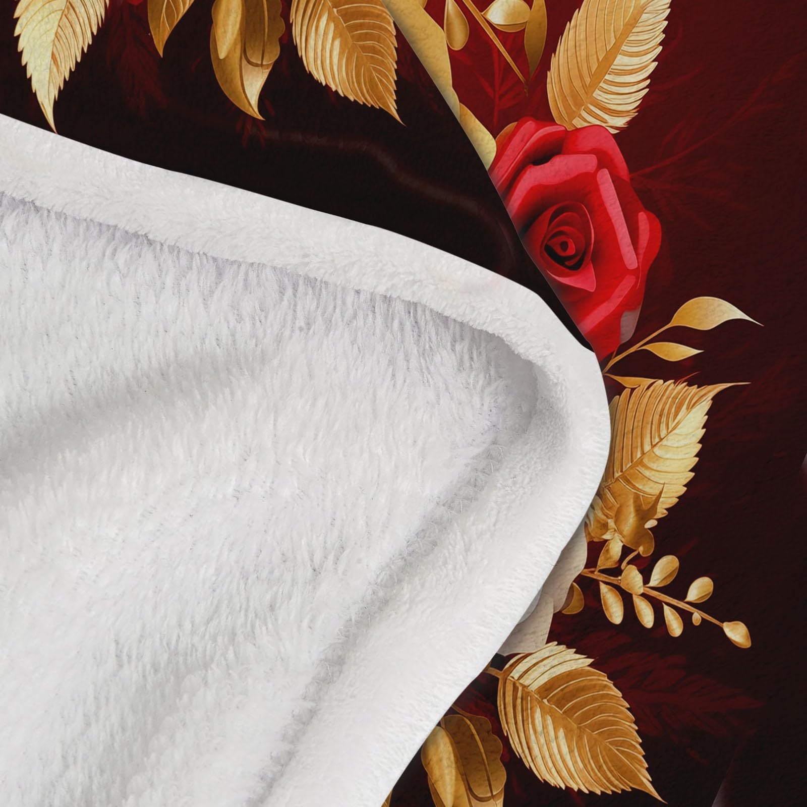 Genérico Manta de Franela Suave - Manta Sherpa con Estampado de Elegante Lujoso Pétalos Metálicos para Niños Niños Adultos, Rojo Cálida Frazada de Otoño para Cama sofá y Viaje 150 x 200 cm