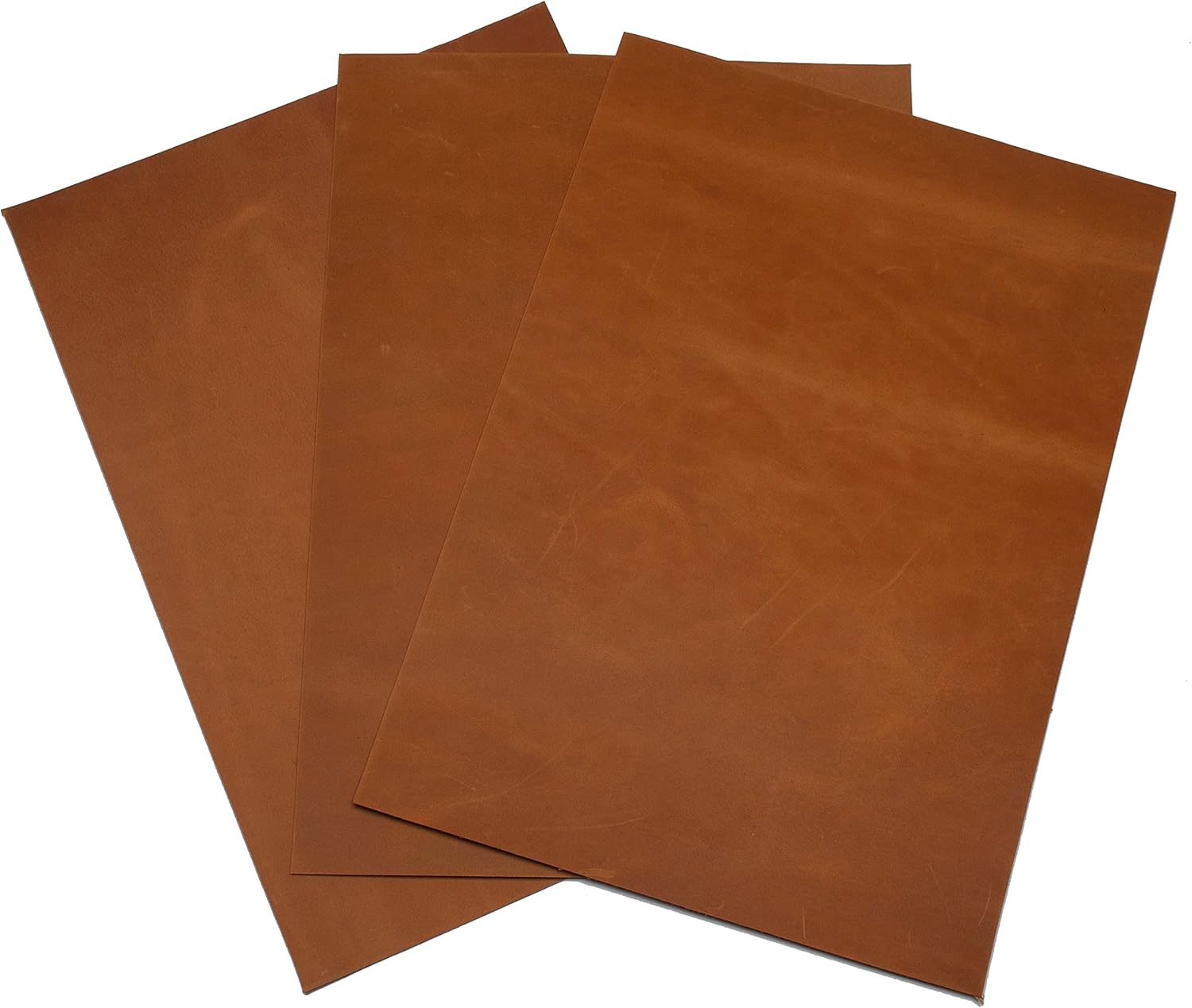 Cowhide Leather Thickness 1.6mm Pull Up Crazy Horse Waxed Leather Genuine Leather Sheets for Crafts. (3, Light Brown, A4 (210 x 297mm))