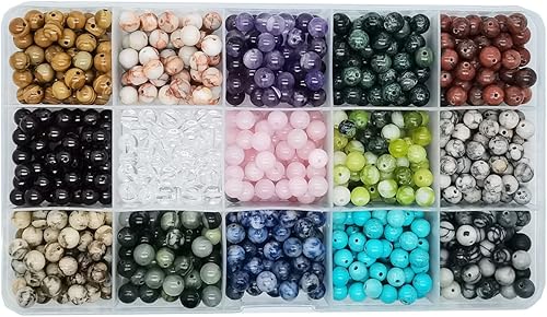 Miniatura 9 de 350 cuentas redondas de piedra natural de ágata real, tamaño de agujero de 0.039 pulgadas (0.039 in), cuentas lisas para bricolaje para pulseras,