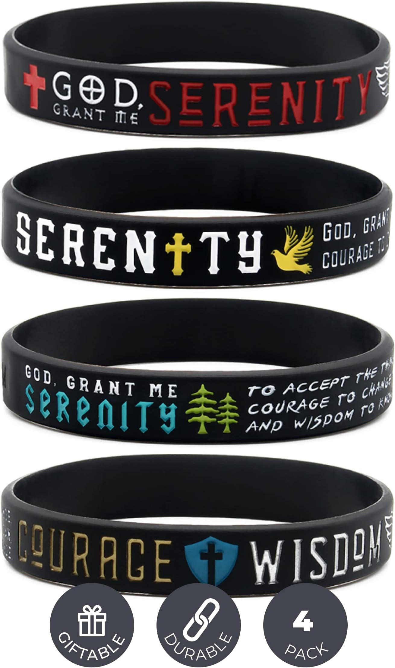 InkstoneInkstone Serenity Prayer Silicone Rubber Bracelets Wristbands Accessories