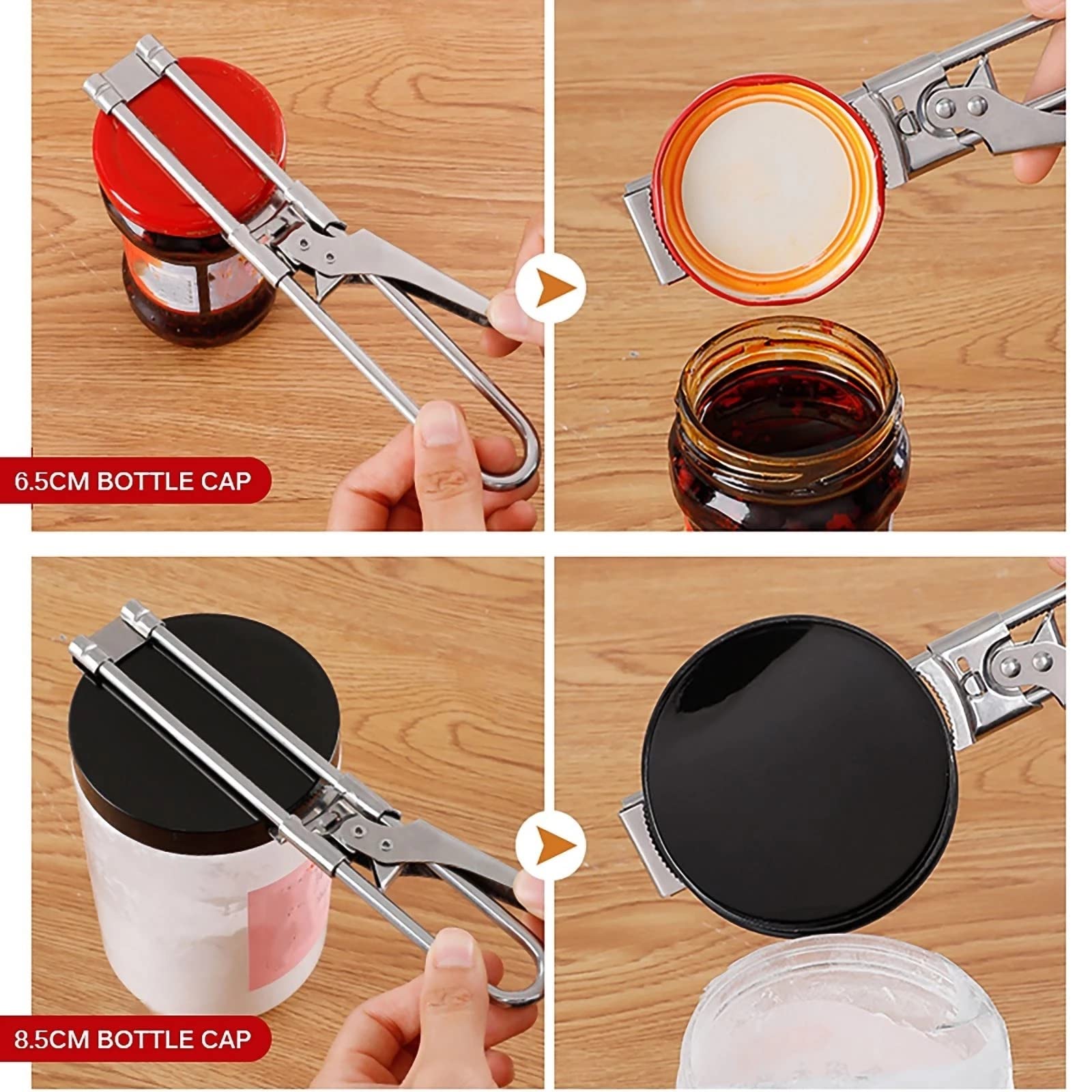 Abridor de tarros multifunción ajustable de acero inoxidable para cocina, ahorro de mano de obra, abrebotellas de latas